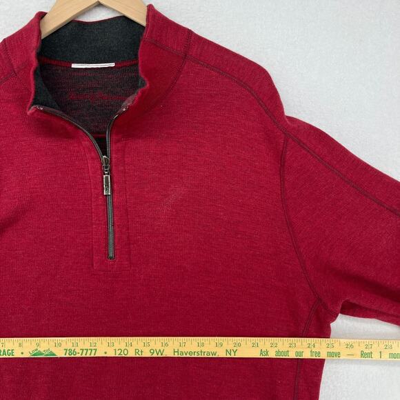 TOMMY BAHAMA Sweater Mens XL Flip Side 1/2 Zip Reversible Cotton Blend Red - Picture 12 of 16
